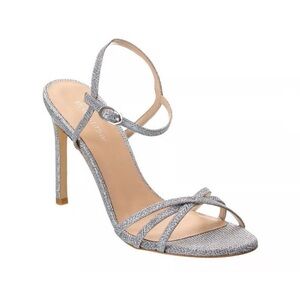 Stuart Weitzman Sparkling Silver Strappy Heels like NEW